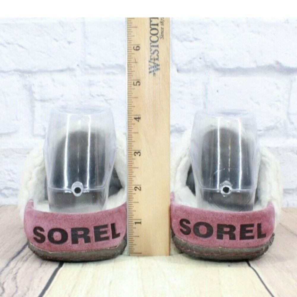 SOREL Nakiska Pink Suede Fleece Lined Slide Slippers Size 8 - Picture 7 of 9